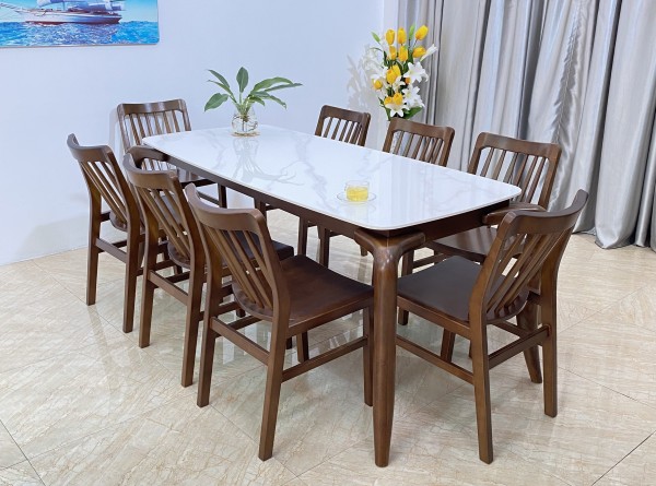 Bàn ăn cao cấp mặt đá XBA198